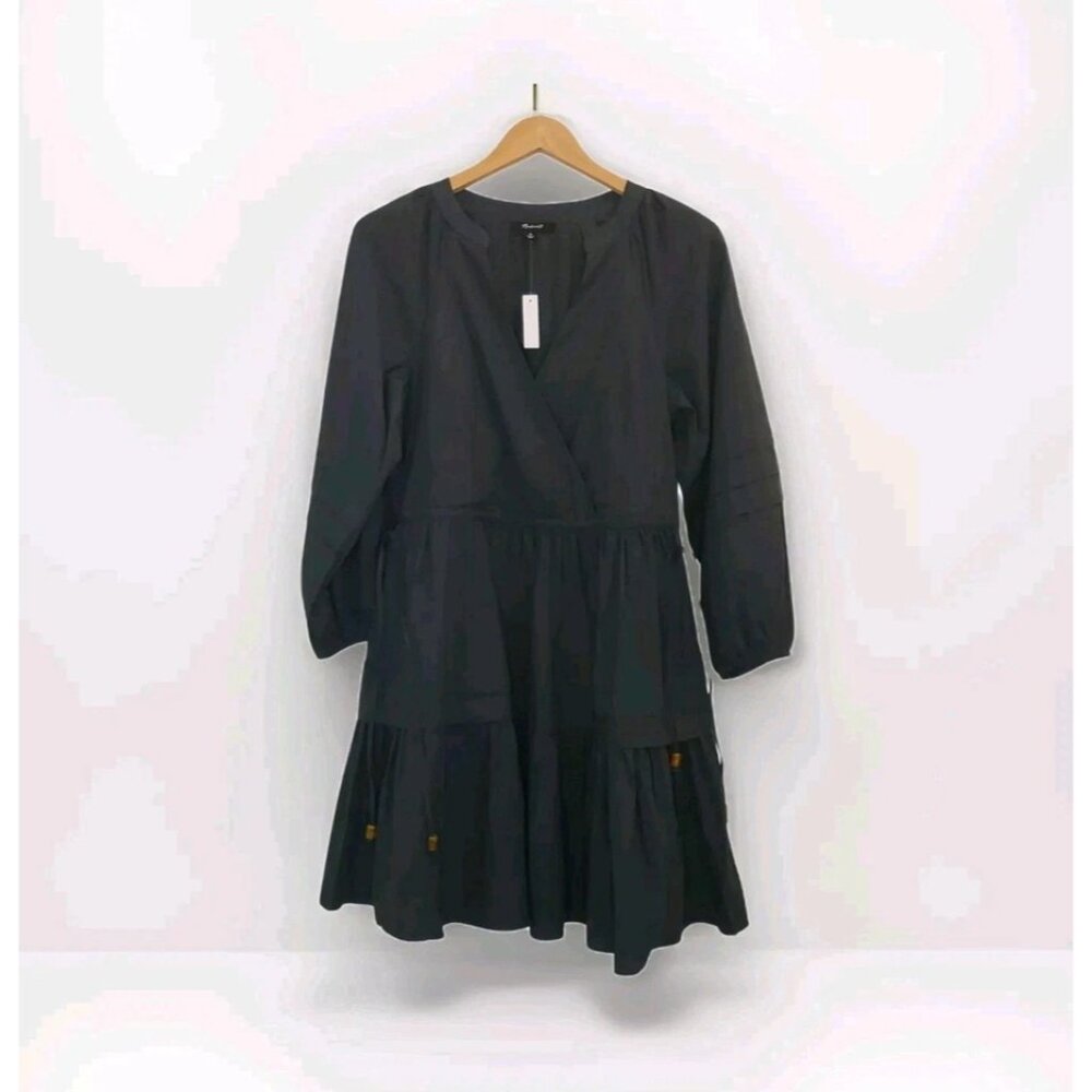 Madewell Crinkle Poplin Wrap Mini Dress Dark Palm Green Women's XS [NH093] Boho